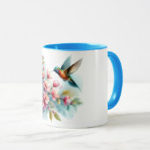 Mug OEuvre florale/printanière de colibri (Devant droit)
