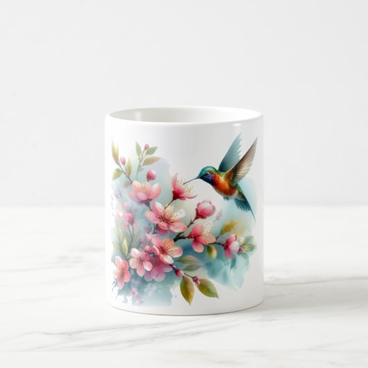 Mug OEuvre florale/printanière de colibri (Centre)
