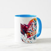 Mug Oeuvre numérique dynamique avec un loup stylisé (Devant droit)