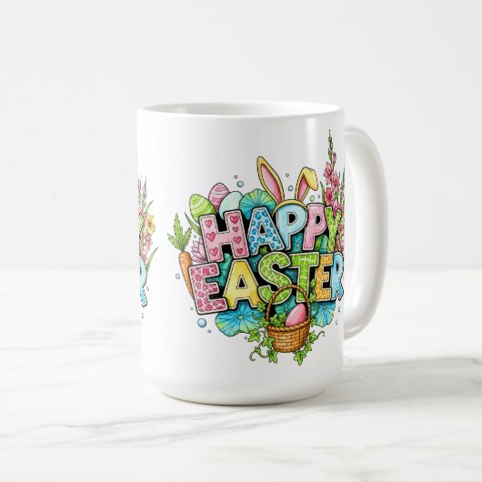 Mug Œuvres d'art de Pâques ludiques avec oreilles de l (Devant droit)