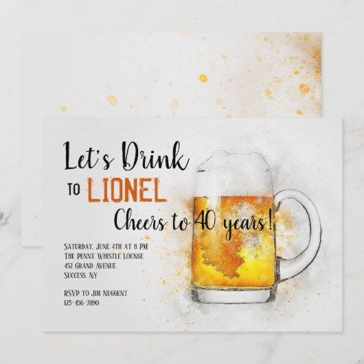 Mug of Beer Invitation (Devant / Derrière)