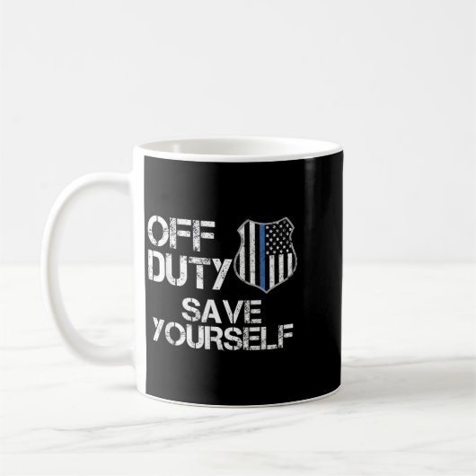 Mug Off Duty Save Yourself Funny Lice Blue Line Gift (Gauche)