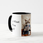 Mug Office grincheux Chat Lire le journal (Devant gauche)