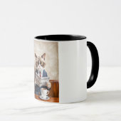 Mug Office grincheux Chat Lire le journal (Devant droit)