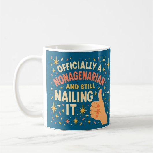 Mug Officiellement nonagénaire Funny 90e (Gauche)