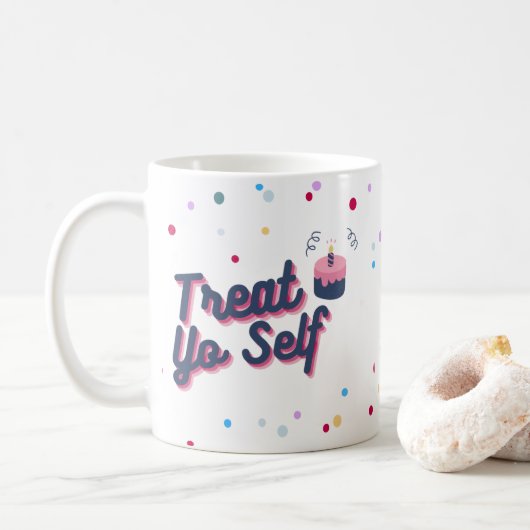 Mug Offrez-vous l'anniversaire de naissance saupoudrer (Avec donut)