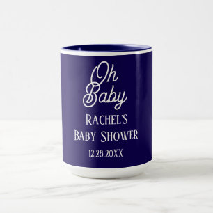 Mug Oh Baby Navy Blue Script Baby shower Cadeau Favori