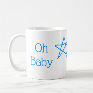 Mug Oh bébé bleu étoile baby shower ajouter nom passé