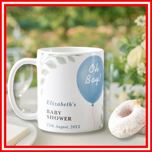 Mug Oh Boy Blue Balloon Eucalyptus Baby Shower