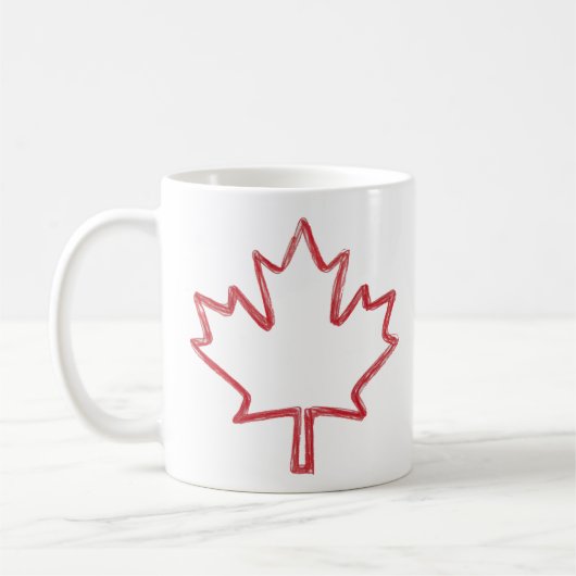 Mug Oh Canada Day Red Canadian Maple Leaf crayon Paint (Gauche)