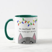 Mug Oh chat tigré et lumières d'arbre de Noël (Gauche)