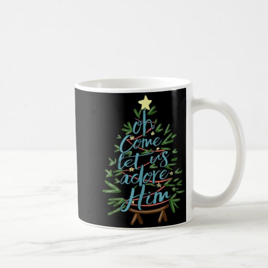 Mug Oh Come Let Us Adore Him, Christmas Tree Quote (Droite)