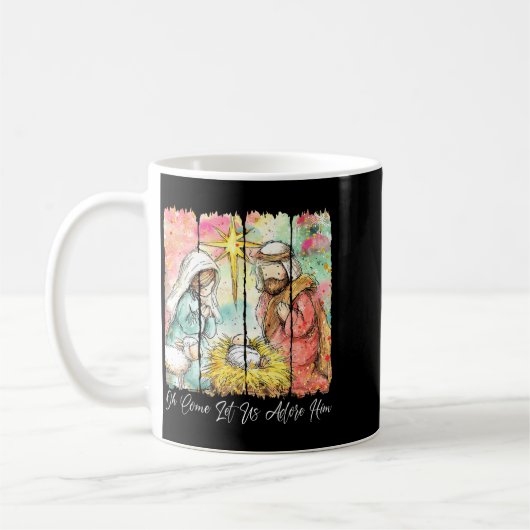 Mug Oh Come Let Us Adore Him Nativity Scene Christian (Gauche)