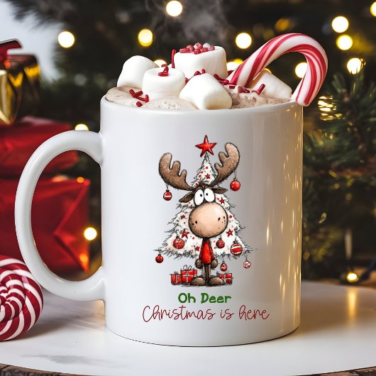 Mug Oh Deer Christmas Is Here Funny Reindeer