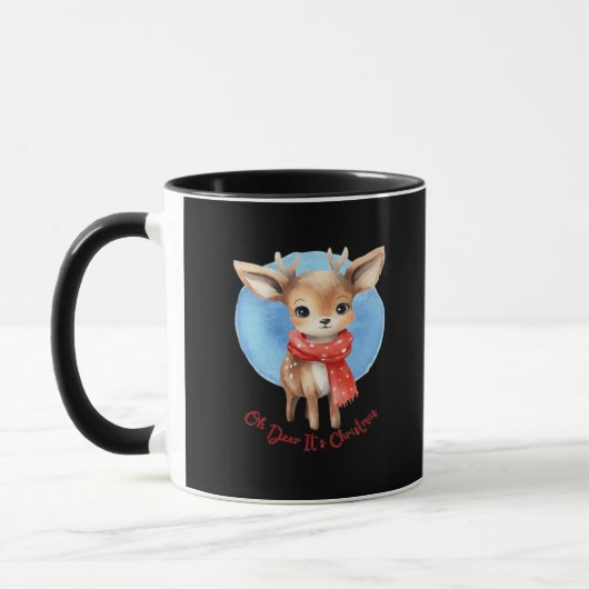 Mug Oh Deer Its Christmas Retro Classic Design (Gauche)