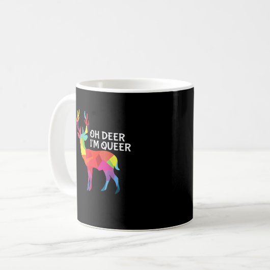 Mug Oh Deer Queer Funny Pun LGBT Pride Design (Devant gauche)