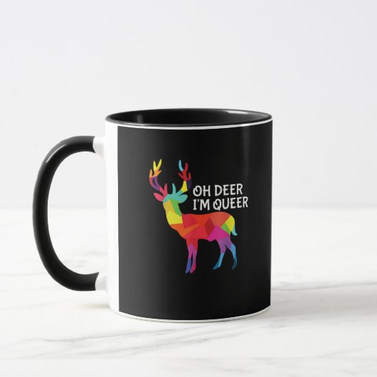 Mug Oh Deer Queer Funny Pun LGBT Pride Design (Gauche)