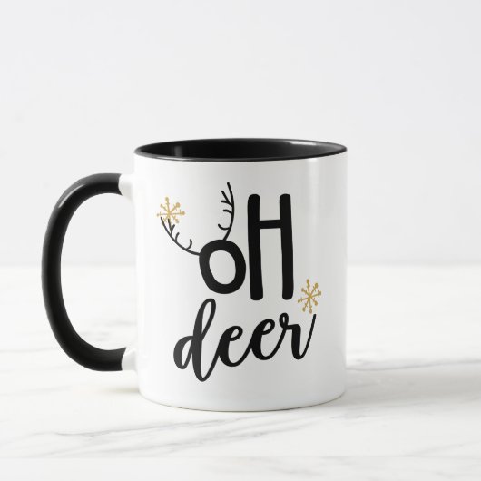 Mug Oh Deer Reindeer Antler Snowflakes, cadeau de Noël (Gauche)