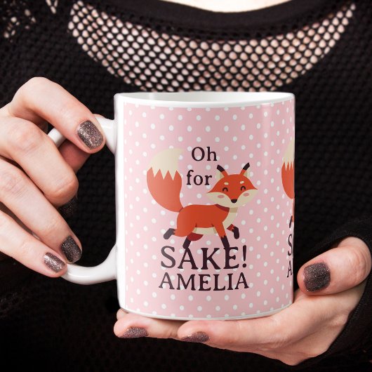Mug Oh For Fox Sake Pink Polka Dot