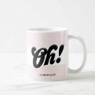 Mug Oh! Typographie de script rétro noir Bandes roses