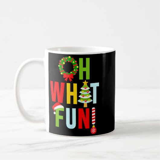 Mug Oh What Fun Christmas With Wreath And Tree  (Gauche)