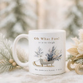 Mug Oh What Fun Winter Sleigh Floral Photo Noël