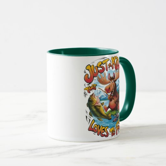 Mug Oie majestueuse avec un poisson : (Devant droit)