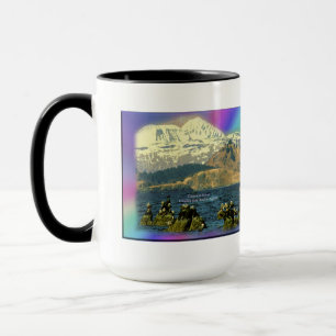 Mug Oies empereur sur la baie Chiniak près de Chiniak,