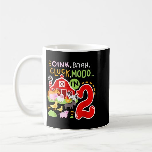 Mug Oink Baa Moo I'm 2 Farm Animals 2nd Birthday Two Y (Gauche)