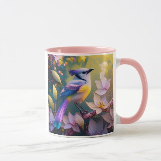 Mug Oiseau à poitrine jaune violet (Droite)