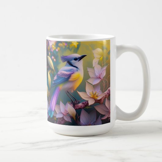 Mug Oiseau à poitrine jaune violet (Droite)