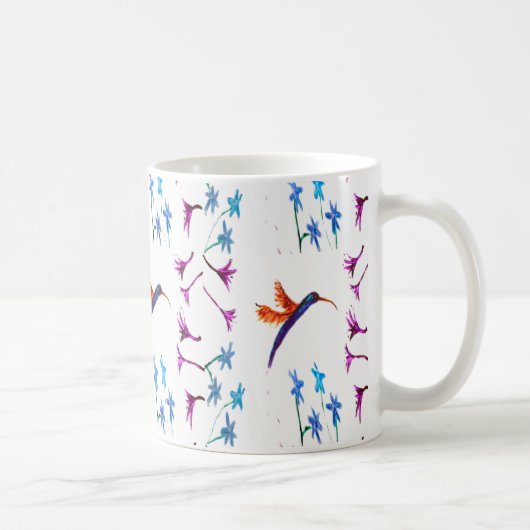 Mug Oiseau Art Hummingbird Flowers Floral (Droite)