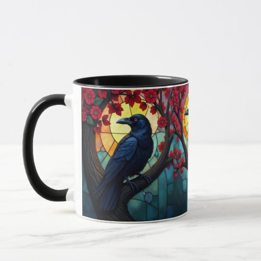 Mug Oiseau Art Vitrail Ravens-Crows (Gauche)