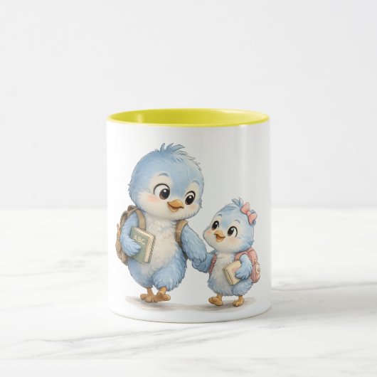 Mug Oiseau Bleu Accent Jaune Ensoleillé (Centre)
