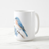 Mug Oiseau bleu avec des fleurs bleues (Devant droit)