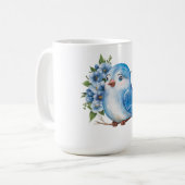 Mug Oiseau bleu avec fleurs (Devant gauche)