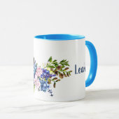 Mug Oiseau bleu de bonheur Fleur personnalisée  (Devant droit)