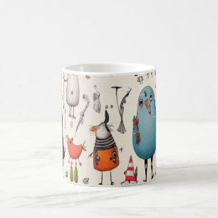 Mug Oiseau Bleu Fantaisiste et Amis de Fantaisie Illus