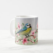 Mug Oiseau Bleu Tit Sur Aquarelle De Fleur De Cerisier (Devant gauche)