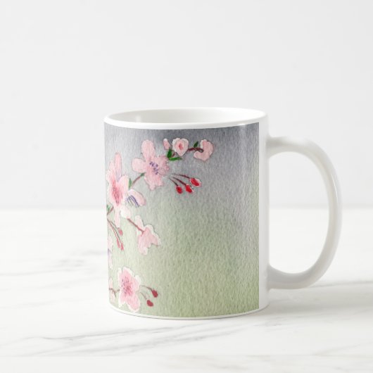 Mug Oiseau Bleu Tit Sur Aquarelle De Fleur De Cerisier (Droite)
