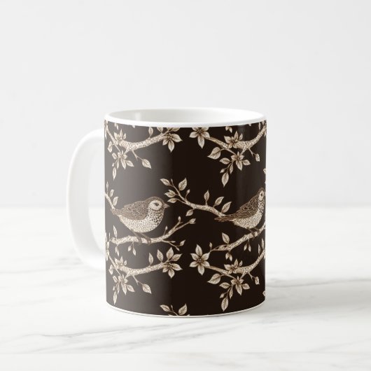 Mug Oiseau Brown gravé (Devant gauche)