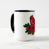Mug Oiseau cardinal, illustration de Noël (Devant gauche)
