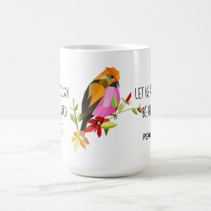 Mug Oiseau-chanteur peint, w Verse du psaume 118:24