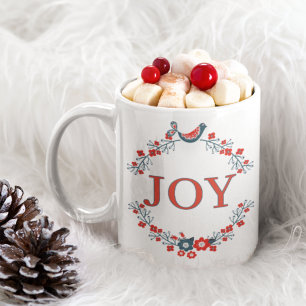 Mug Oiseau Charmant sur Couronne et Mot Art Joy