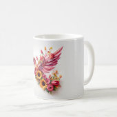 Mug Oiseau colibré volant avec des fleurs (Devant droit)