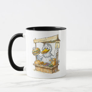 Mug Oiseau de bande dessinée au stand de poisson