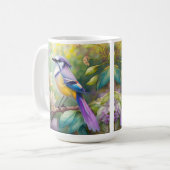 Mug Oiseau de fantaisie Geai Violet Touffeté (Devant gauche)