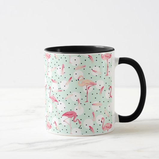 Mug Oiseau de Flamant rose avec des plumes (Droite)