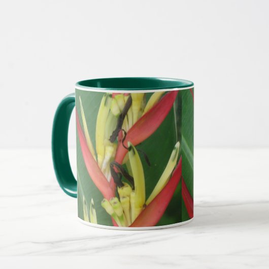 Mug Oiseau de Heliconica du paradis rouge jaune (Devant gauche)