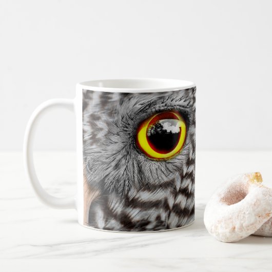Mug Oiseau de hibou Yeux de café Mug, Coupe (Avec donut)